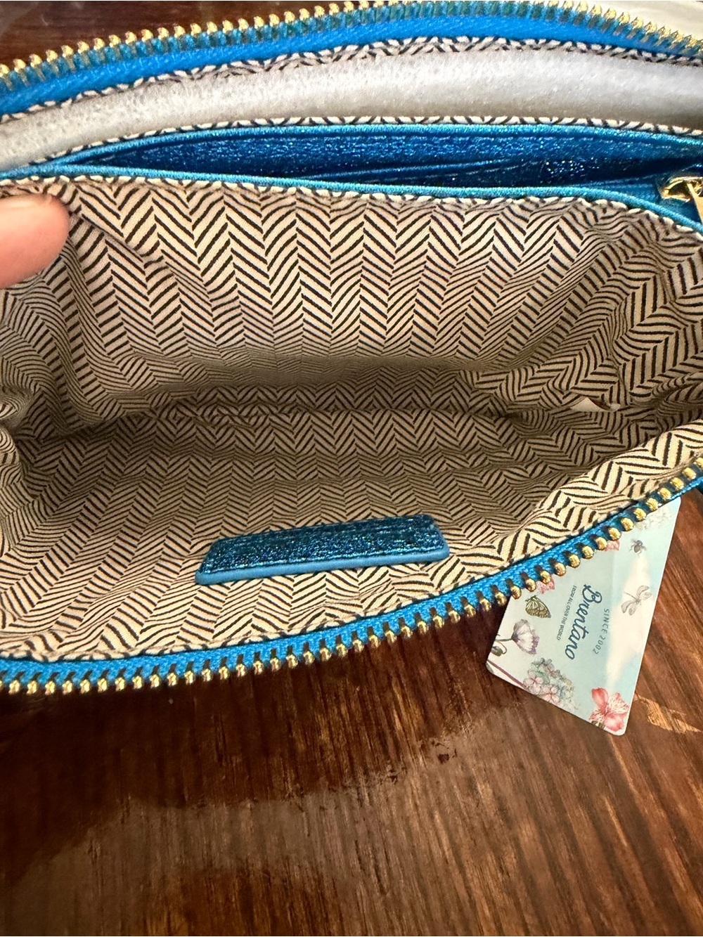 NWT Brentano Blue Sparkle Glitter Crossbody Or Wristlet - Picture 4 of 11